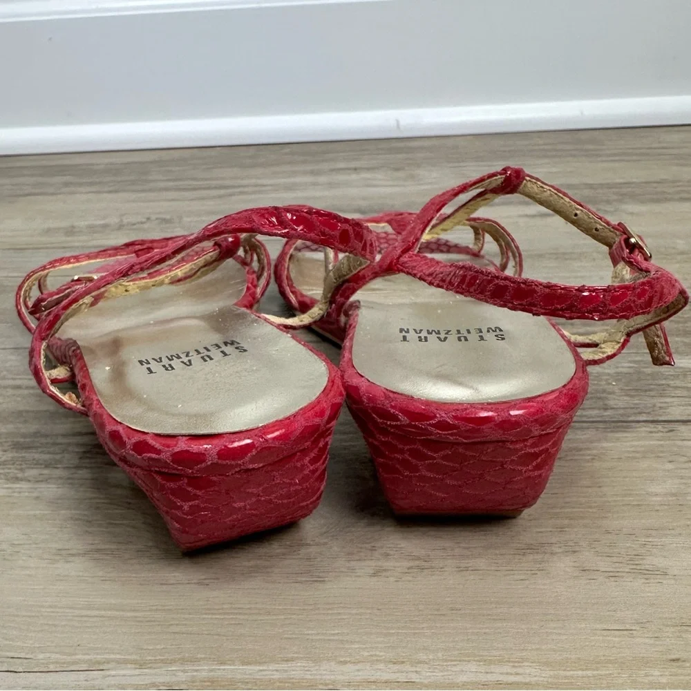 Stuart Weitzman pink snakeskin-embossed sandals heels Size 6